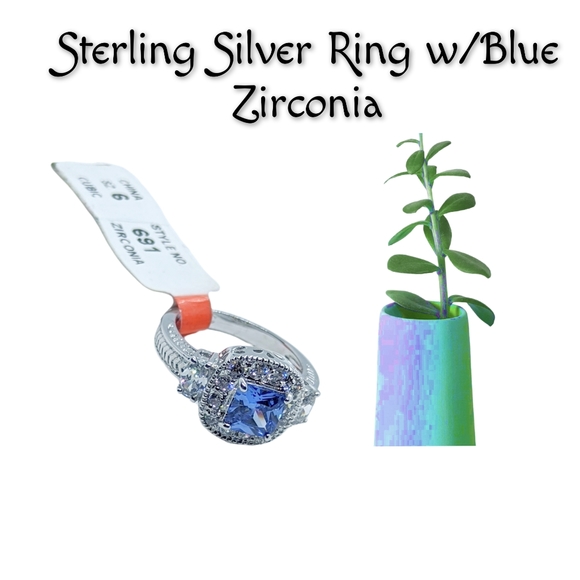 .Sterling Silver Ring w/Blue Zirconia - Picture 4 of 6